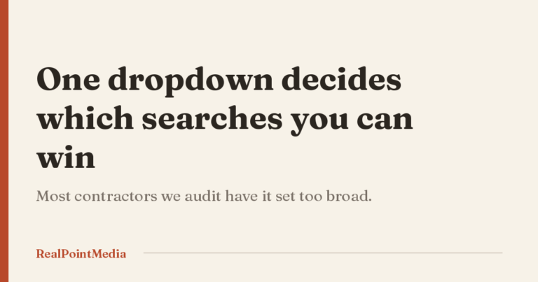 Card reading one dropdown decides which searches you can win, about the Google Business Profile primary category.