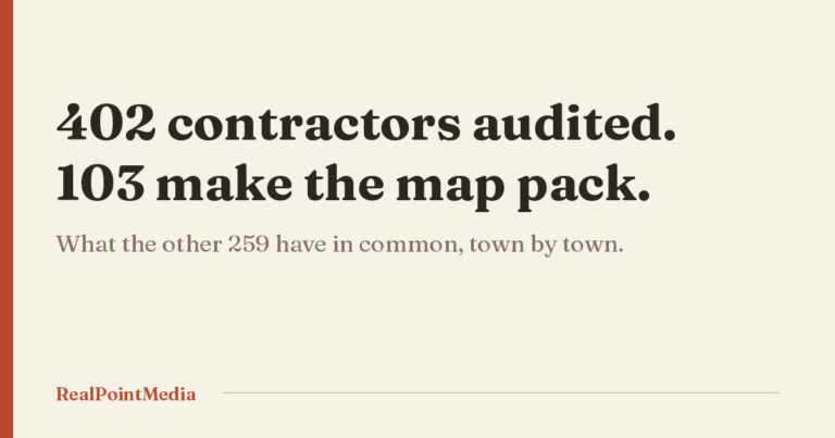 Card reading 402 contractors audited, 103 make the map pack, across the Lehigh Valley and Poconos.